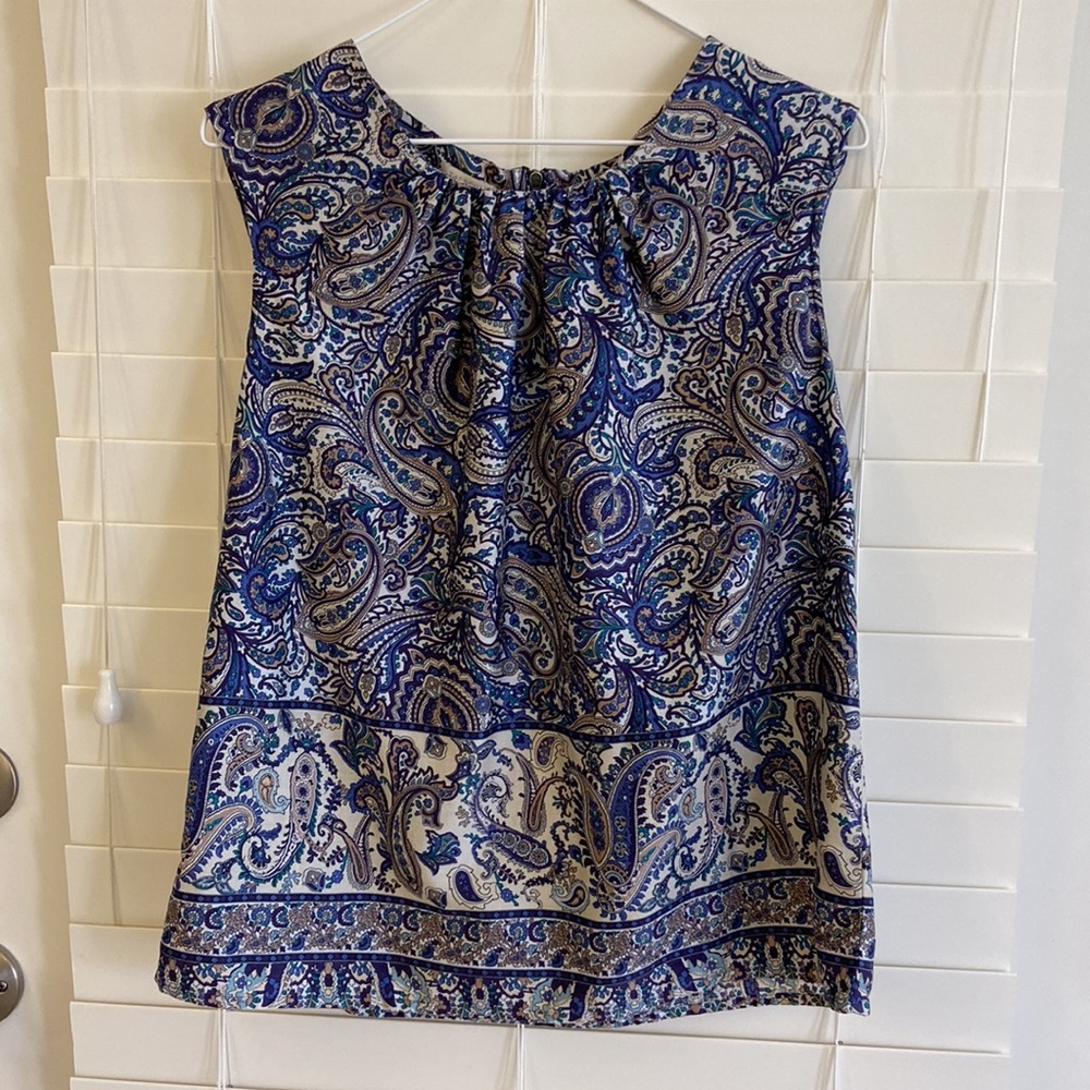 Talbots blue paisley top